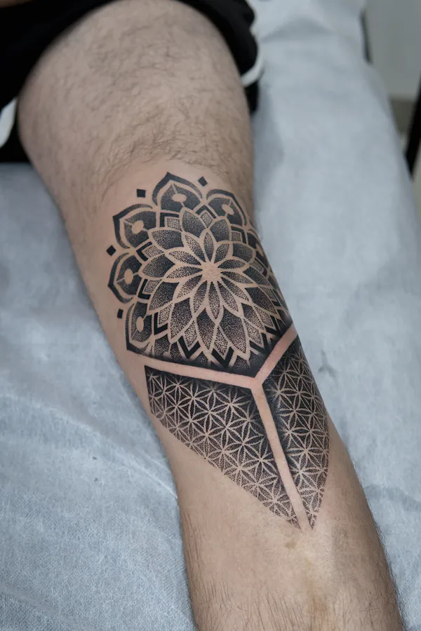 Mandala flower of life forearm blackwork tattoo Bangkok