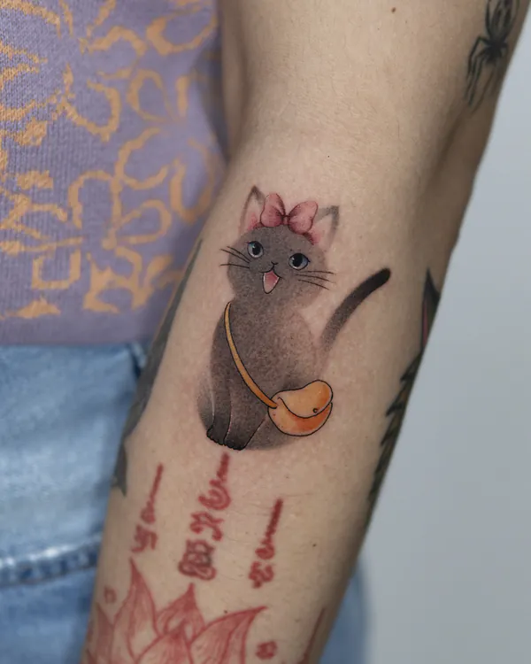 Kiki's Delivery Service cat arm tattoo Bangkok by Mo